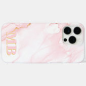 ミニマリスト大理石赤面ピンク金ゴールドイニシャルモノグラム Case-Mate iPhoneケース (裏面 (横))
