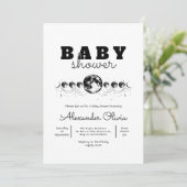 ミニマリスト天空と神秘的な月の赤ちゃんシャワー 招待状 (スタンド正面)