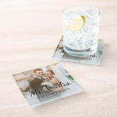 ミニマリスト夫妻のエレガント可愛い結婚写真 ガラスコースター (アングル)