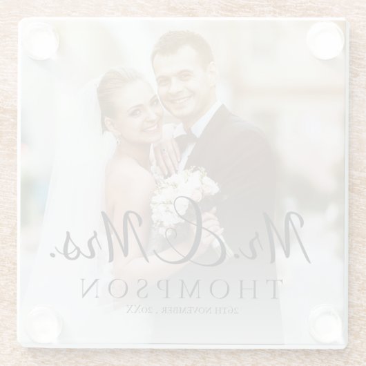 ミニマリスト夫妻のエレガント可愛い結婚写真 ガラスコースター (裏面)