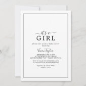 ミニマリスト女の子の赤ちゃんシャワー 招待状 (正面)