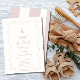 ミニマリスト女の子ベビーシャワー招待状書道 招待状