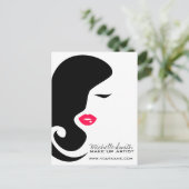 ミニマリスト女性のシルエット ブラック ビューティーサロン ポストカード (スタンド正面)