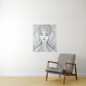 ミニマリスト女性肖像線画アートプリント タペストリー (インサイチュ)