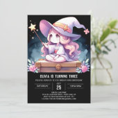 ミニマリスト子供ウィザード誕生日 招待状 (スタンド正面)