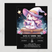 ミニマリスト子供ウィザード誕生日 招待状 (正面/裏面)