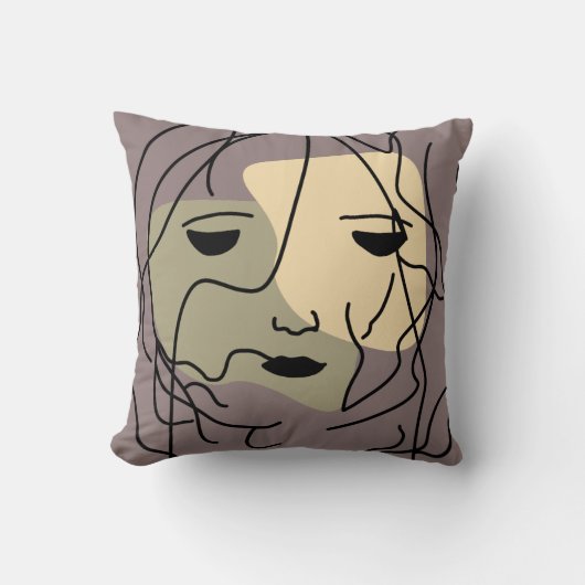 ミニマリスト孤独ミュート顔 クッション (正面)