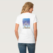 ミニマリスト宇宙飛行士 レディースVネックTシャツ Tシャツ (裏面フル)
