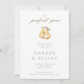 ミニマリスト完璧な梨の植物性カップルのシャワー 招待状 (正面)