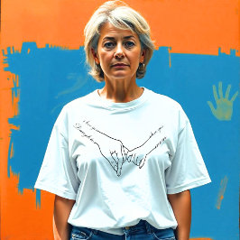 ミニマリスト家族のハンドホールディングアート – One Line Draw Tシャツ