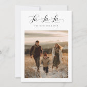 ミニマリスト家族クリスマスフォトFa La La Script シーズンカード (正面)