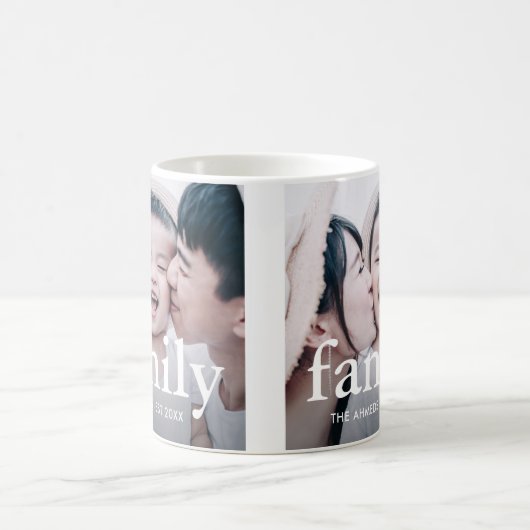 ミニマリスト家族タイポグラフィと名前の写真 コーヒーマグカップ (中央)