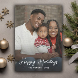 ミニマリスト家族写真のホリデーグリーティング シーズンカード