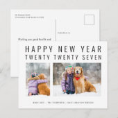ミニマリスト家族2枚の写真 2027 謹賀新年 シーズンポストカード (正面/裏面)