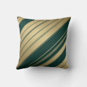 ミニマリスト対角金ゴールドと緑ストライプの休日 クッション (裏面)