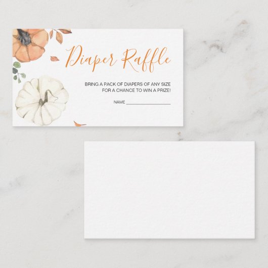 ミニマリスト小さなかぼちゃおむつラッフル エンクロージャーカード (正面/裏面)