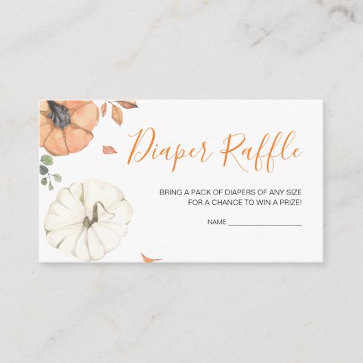 ミニマリスト小さなかぼちゃおむつラッフル エンクロージャーカード (正面)