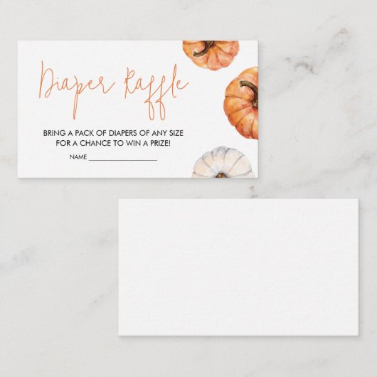 ミニマリスト小さなかぼちゃおむつラッフル エンクロージャーカード (正面/裏面)