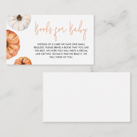 ミニマリスト小さなかぼちゃの本ベビー エンクロージャーカード (正面/裏面)