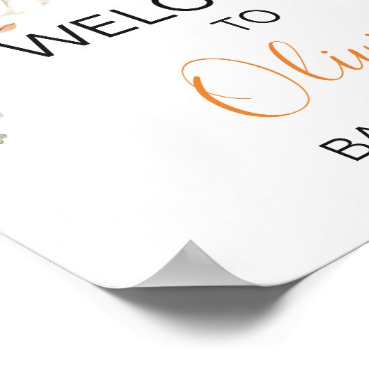 ミニマリスト小さなかぼちゃの赤ちゃんシャワーへようこそ ポスター (角)