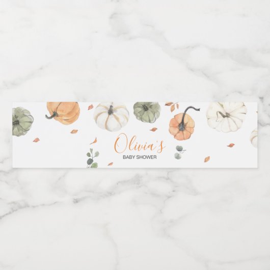 ミニマリスト小さなかぼちゃの赤ちゃんシャワー ペットボトルラベル (シングルラベル)