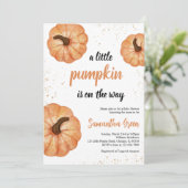 ミニマリスト小さなかぼちゃの赤ちゃんシャワー 招待状 (スタンド正面)