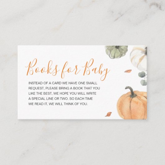 ミニマリスト小さなカボチャの本ベビー エンクロージャーカード (正面)