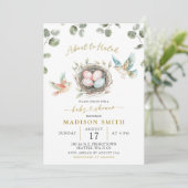 ミニマリスト小さなバーディー赤ちゃんシャワー 招待状 (スタンド正面)