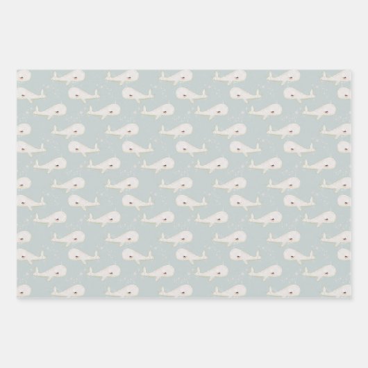 ミニマリスト小さな鯨海海動物 ラッピングペーパーシート (正面2)