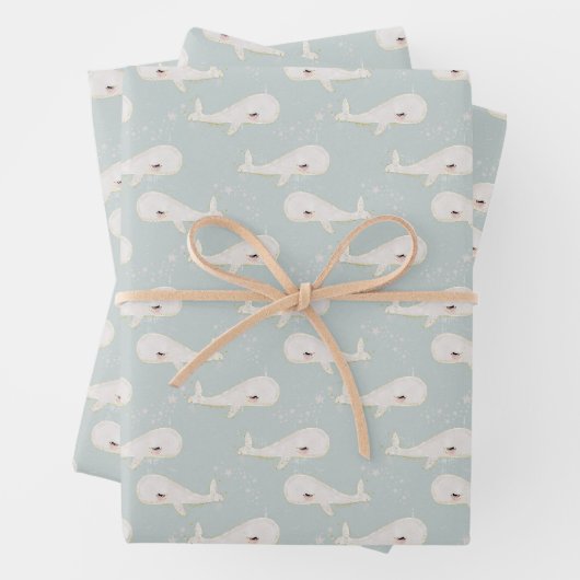 ミニマリスト小さな鯨海海動物 ラッピングペーパーシート (インサイチュ)