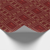 ミニマリスト小売ロゴレッド金ゴールドストライプのクリスマス ラッピングペーパー (角)