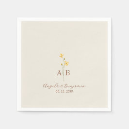 ミニマリスト山花モノグラム結婚ズ スタンダードカクテルナプキン