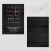 ミニマリスト平灰色エレガントウッドモノグラム 名刺 (正面/裏面)