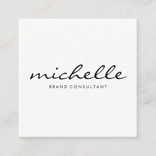 ミニマリスト平白と草書体文字 スクエア名刺 (正面)