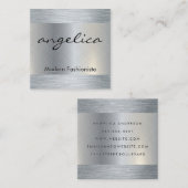 ミニマリスト平白と草書体文字 スクエア名刺 (正面/裏面)