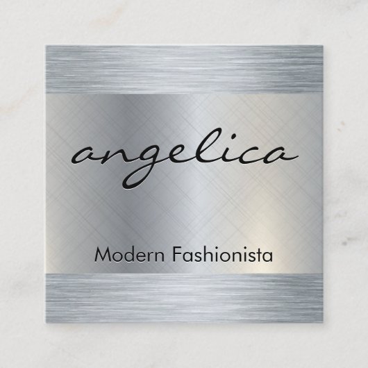 ミニマリスト平白と草書体文字 スクエア名刺 (正面)