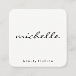 ミニマリスト平白と草書体文字 スクエア名刺