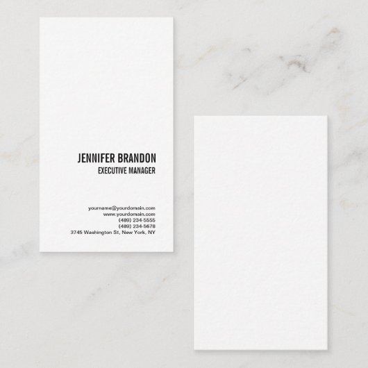 ミニマリスト平白モダンプロフェッショナル 名刺 (正面/裏面)