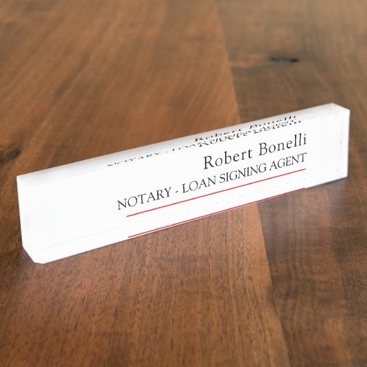 ミニマリスト平赤白モダン公証人 デスクネームプレート (側面)