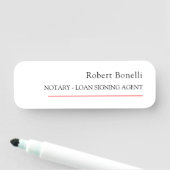 ミニマリスト平赤白モダン公証人 名札 (インサイチュ)