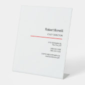 ミニマリスト平赤白モダン標準 台座サイン (正面)