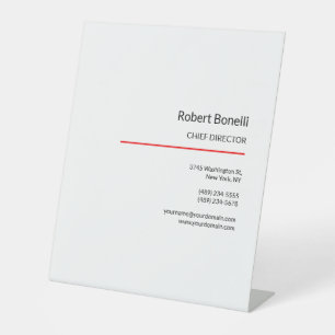 ミニマリスト平赤白モダン標準 台座サイン