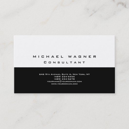 ミニマリスト平野シンプル白黒トレンディーモダン 名刺 (正面)