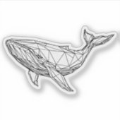 ミニマリスト幾何学クジラステッカー シール (正面)