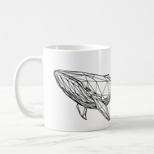 ミニマリスト幾何学クジラマグ コーヒーマグカップ (左)