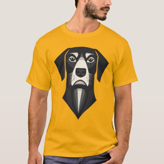 ミニマリスト幾何学デザインの犬 Tシャツ (正面)