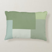 ミニマリスト幾何学模様の色ブロックセージ緑の色調 アクセントクッション (裏面)