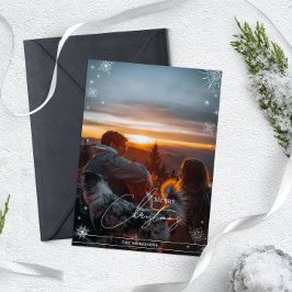 ミニマリスト幾何学模様の雪の結晶カスタムクリスマス シーズンカード