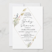 ミニマリスト幾何学模様ワイルドフラワーベビーシャワー 招待状 (正面)