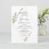 ミニマリスト幾何学模様ワイルドフラワーベビーシャワー 招待状 (スタンド正面)